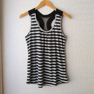 Paper Crane Striped Crochet Mesh Blouse Tank